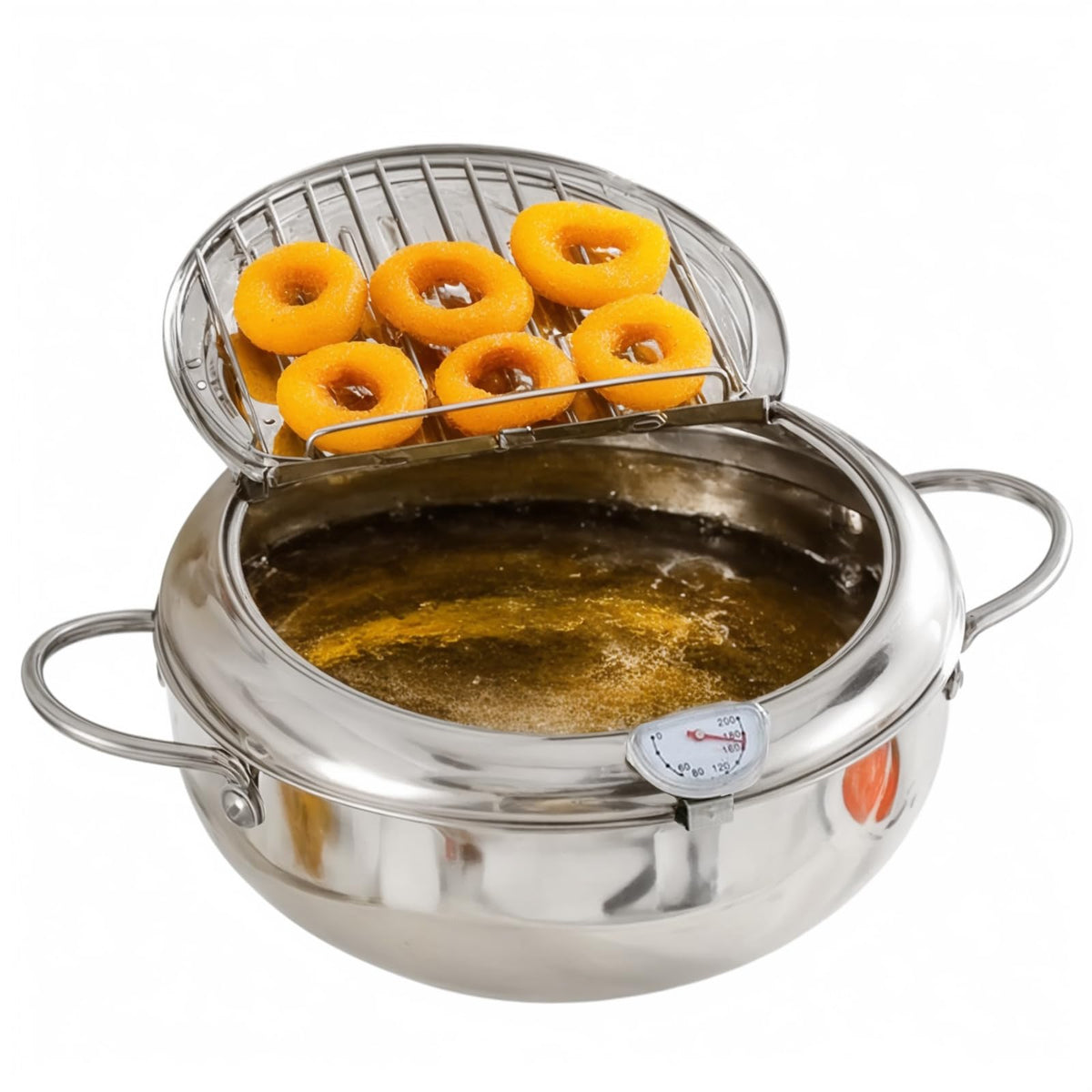4.2L Stainless Steel Deep Fryer Pot with Thermometer Z5231