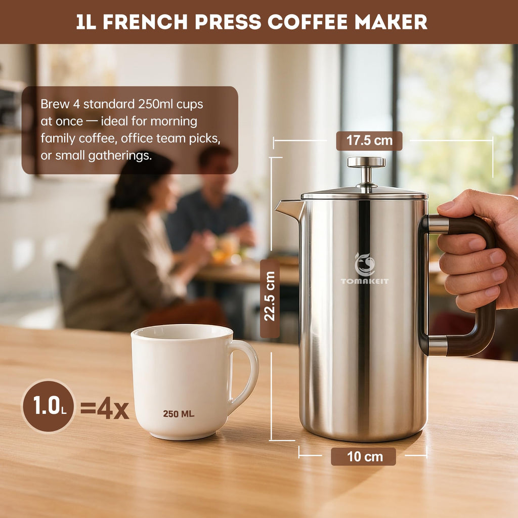 1L Stainless Steel French Press Coffee Maker G20125