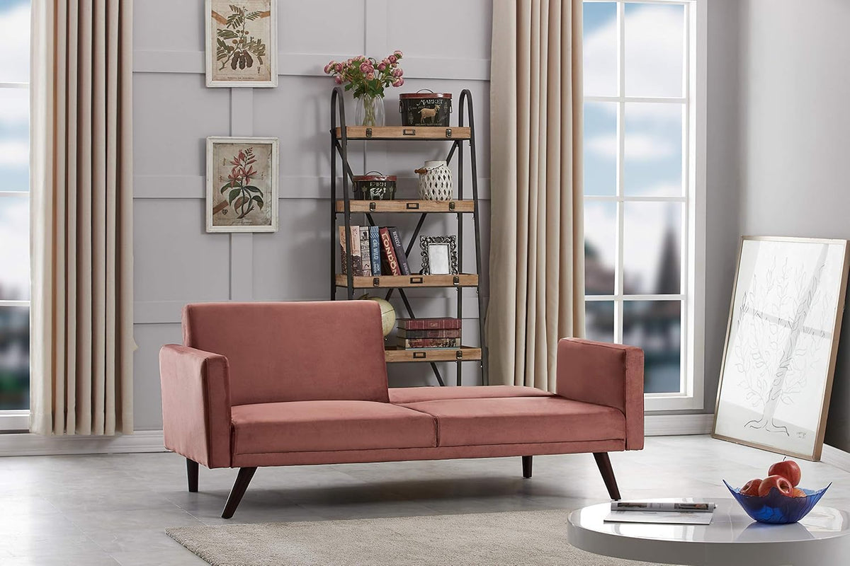 72 Inch Velvet Convertible Futon Sofa Bed with Reclining Backrest W4930