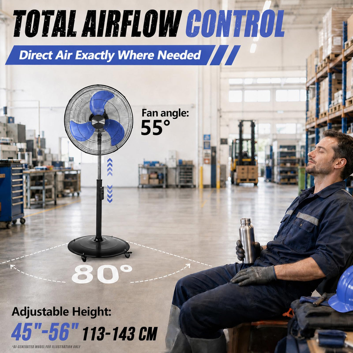 20 Inch Quiet Oscillating Pedestal Fan with Casters Q4370