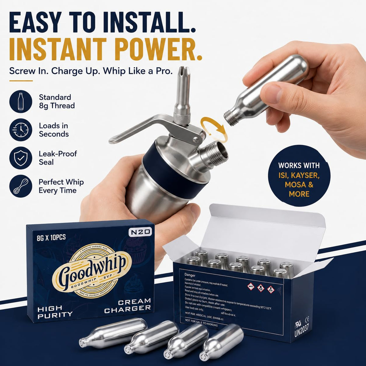 8g N2O Whipped Cream Chargers 10-Pack M779307