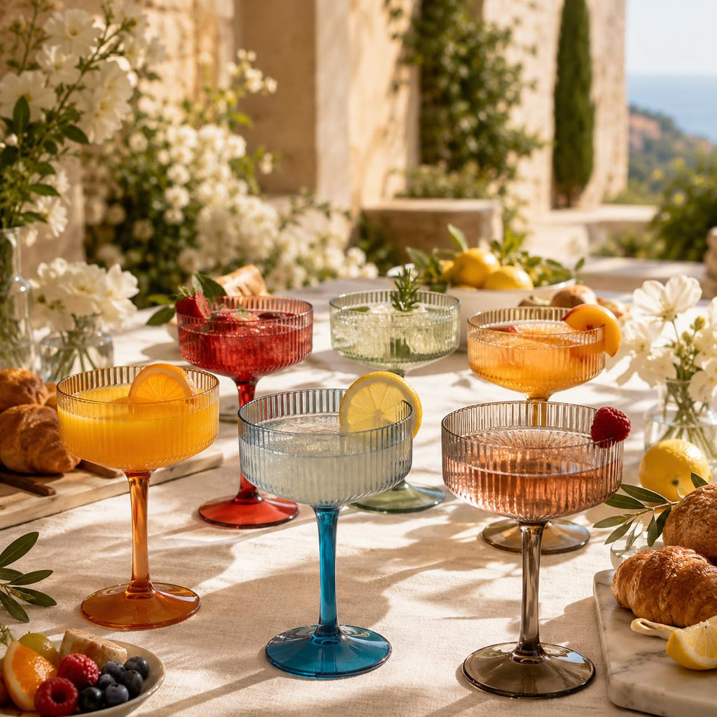 Ribbed Acrylic Martini Glasses Set of 6 I172