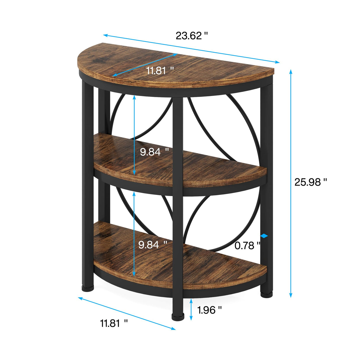 Half Round 3-Tier Metal End Table O932