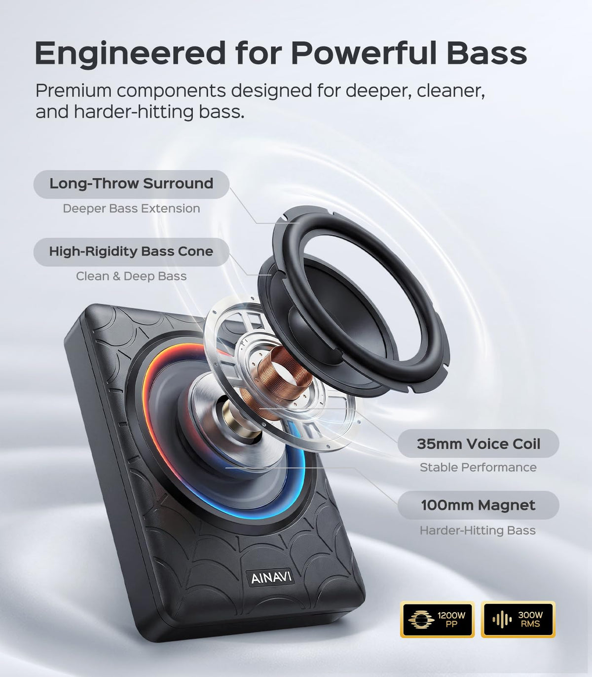 1200W 10" Powered Underseat Subwoofer with Amp N807470