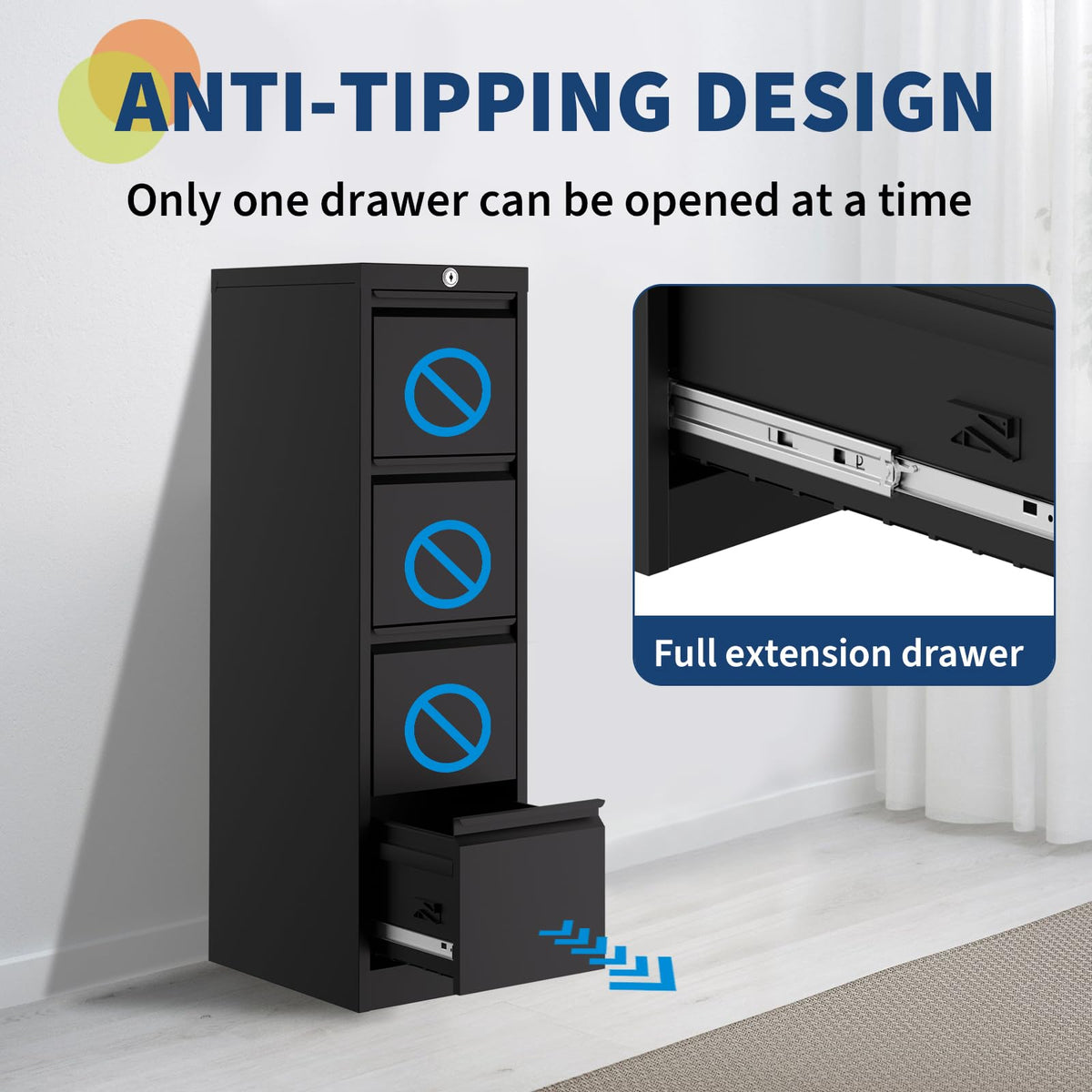4 Drawer Metal File Cabinet with Lock Y2719