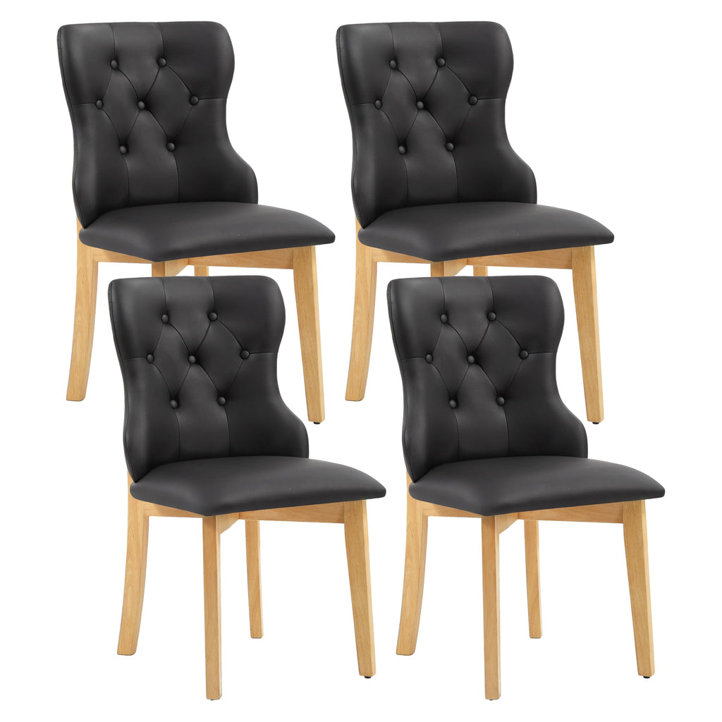 Black Upholstered Dining Chairs Set of 4 PU Leather Z61098