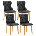 Black Upholstered Dining Chairs Set of 4 PU Leather Z61098