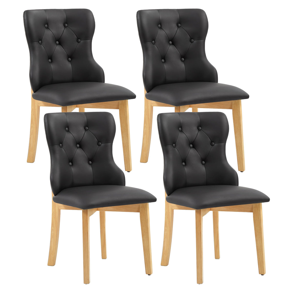 Black Upholstered Dining Chairs Set of 4 PU Leather Z61098