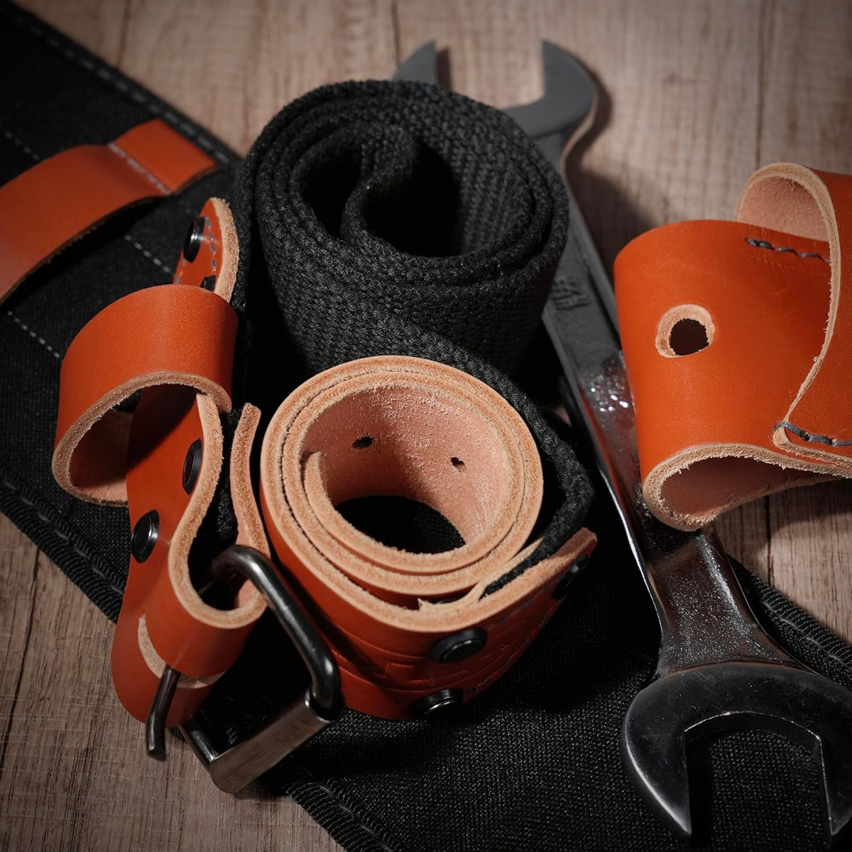 Top-Grain Leather Tool Belt With Suspenders H6213
