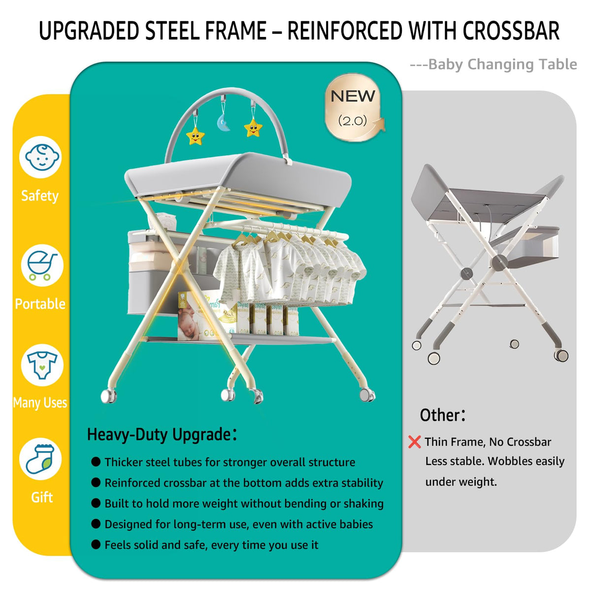 Portable Baby Changing Table with Wheels I14602