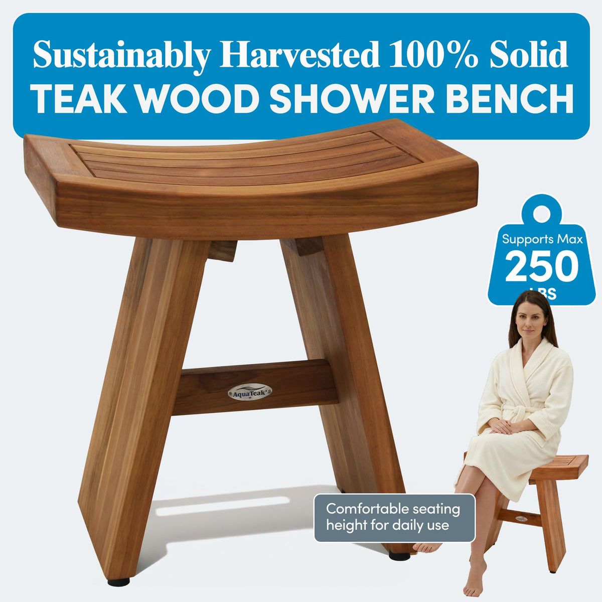 18" Teak Shower Bench S901