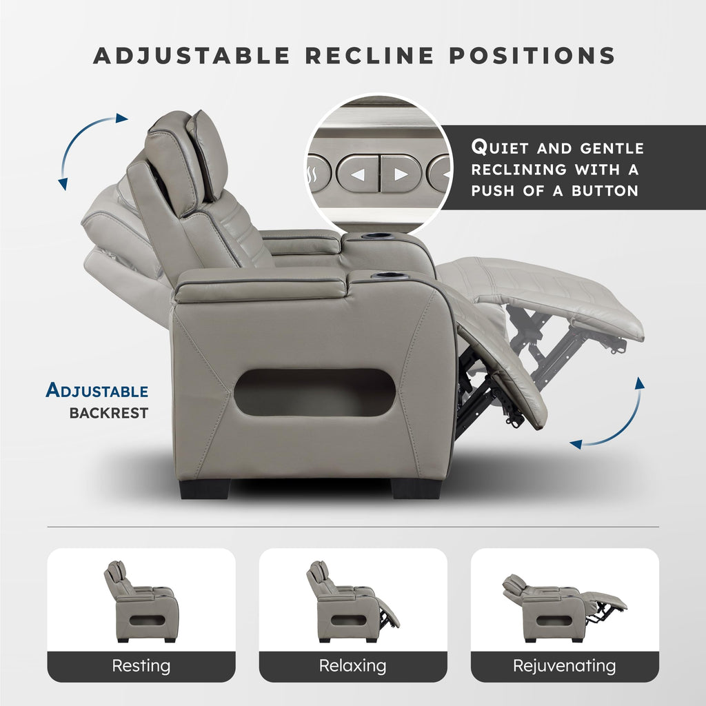 Gray Top Grain Leather Match Double Reclining Loveseat B96798