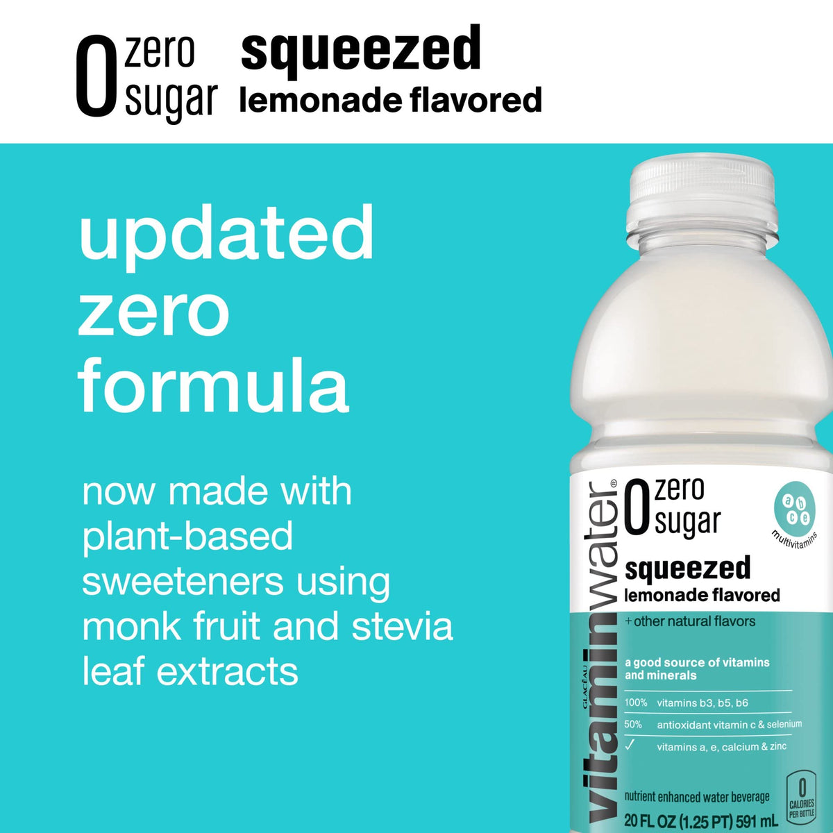 20 Fl Oz Vitamin Water ZERO Sugar Lemonade Pack of 12 R974