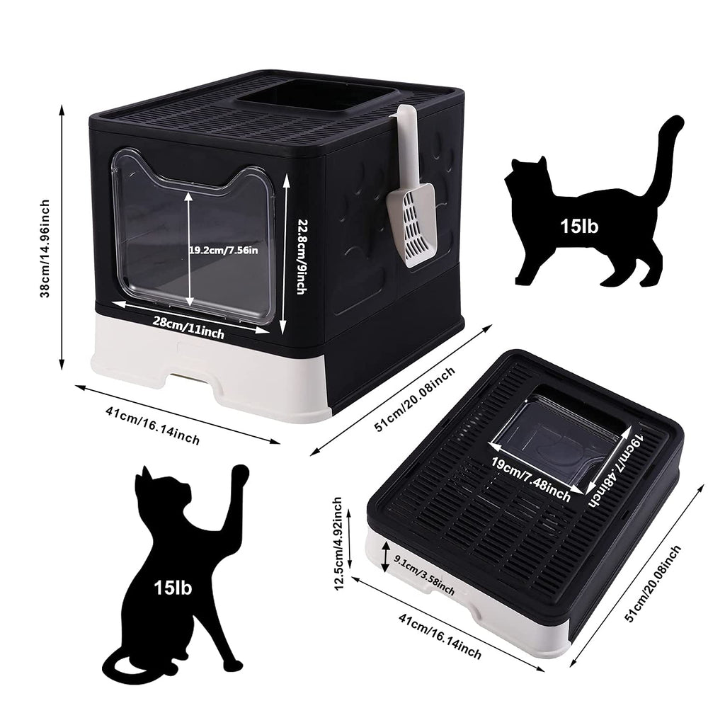 Foldable Large Cat Litter Box with Lid E972