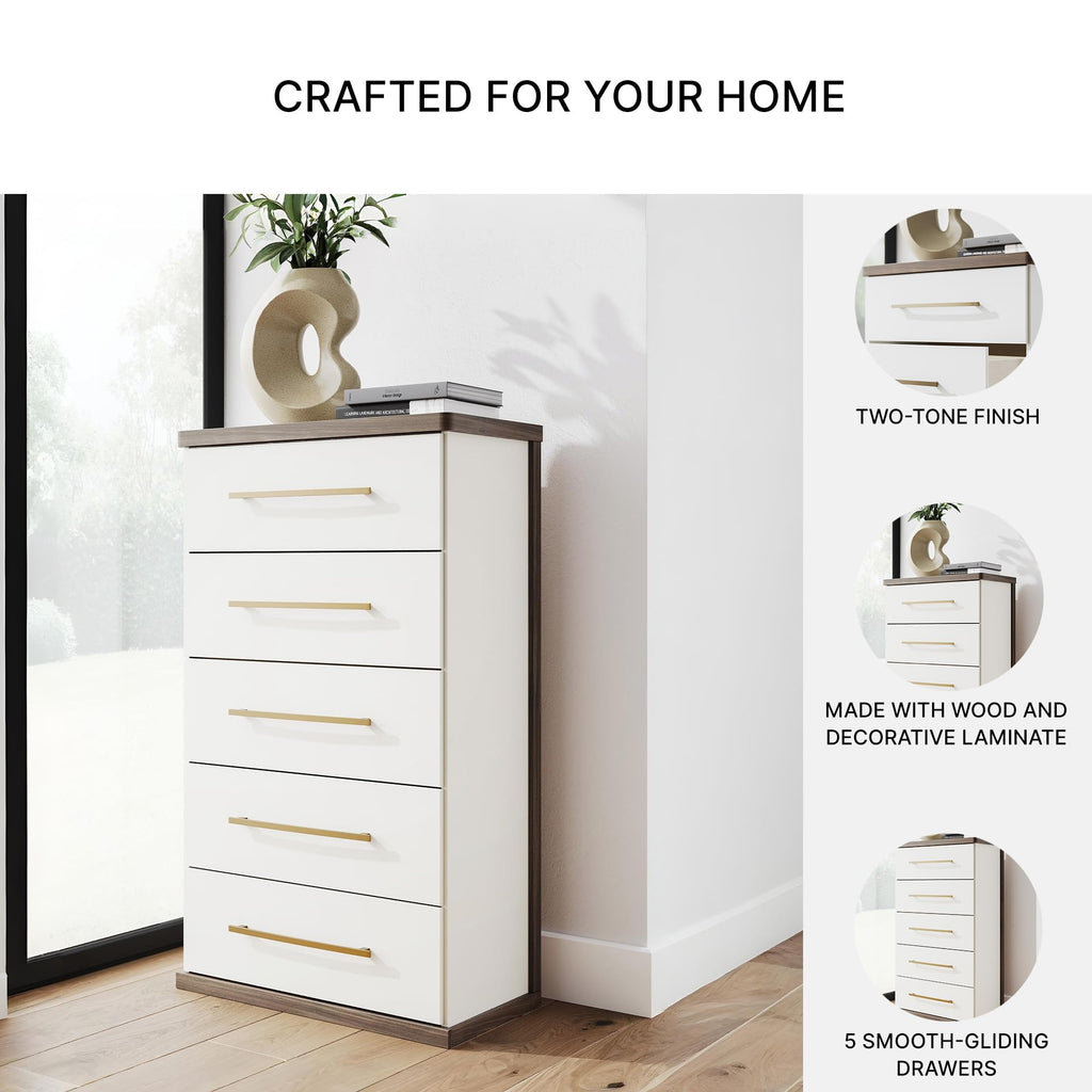 Contemporary 5-Drawer Chest with Walnut Finish T80568