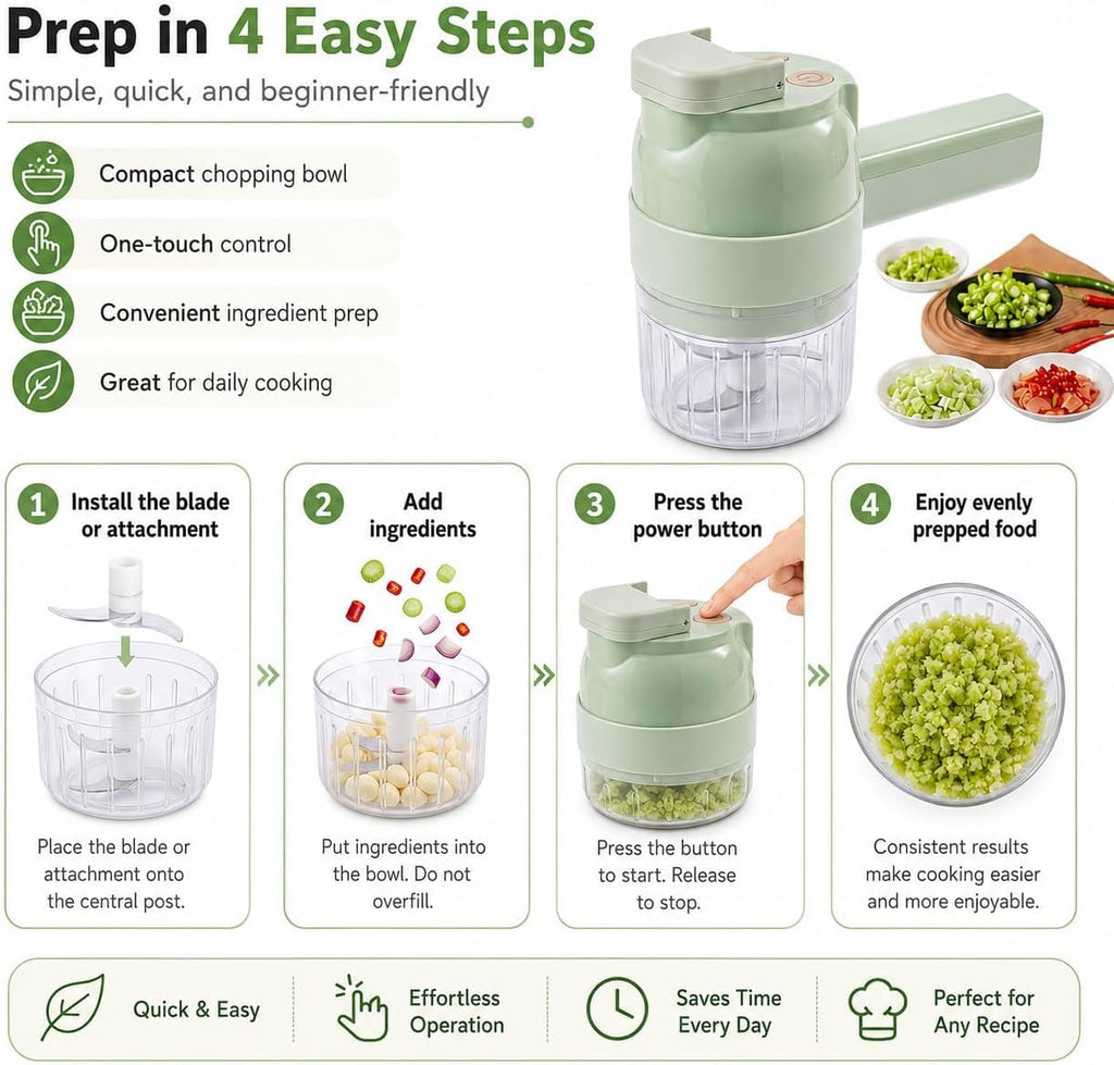 4 in 1 Handheld Electric Vegetable Chopper W2646