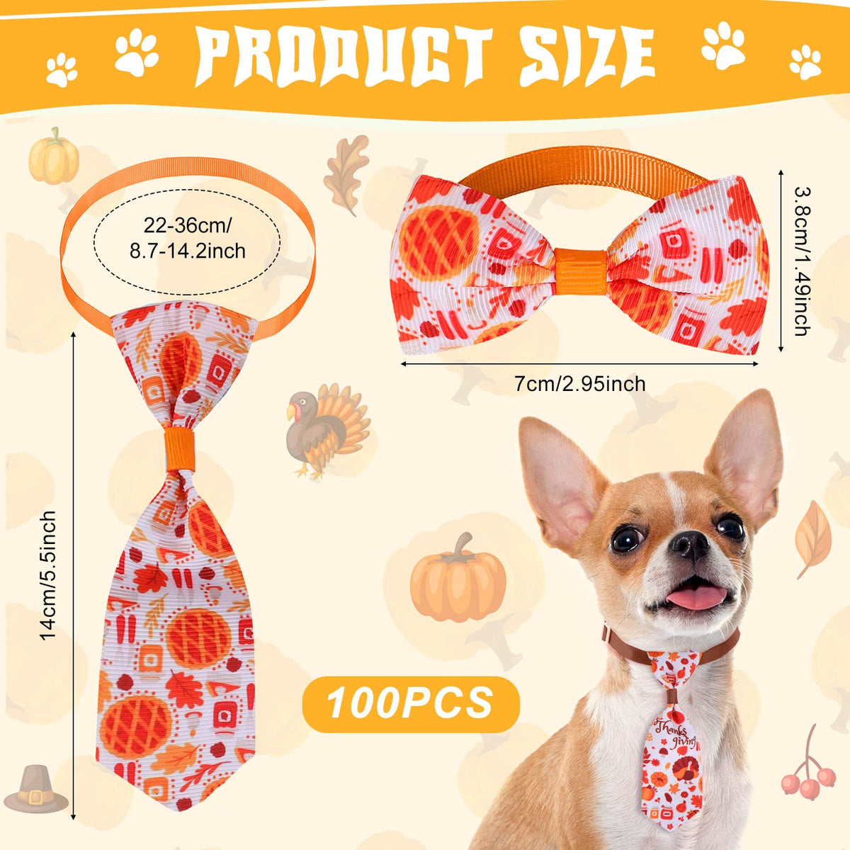 100 Pack Dog Bow Tie Collar Set D874