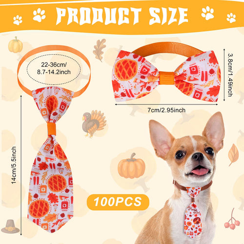 100 Pack Dog Bow Tie Collar Set D874