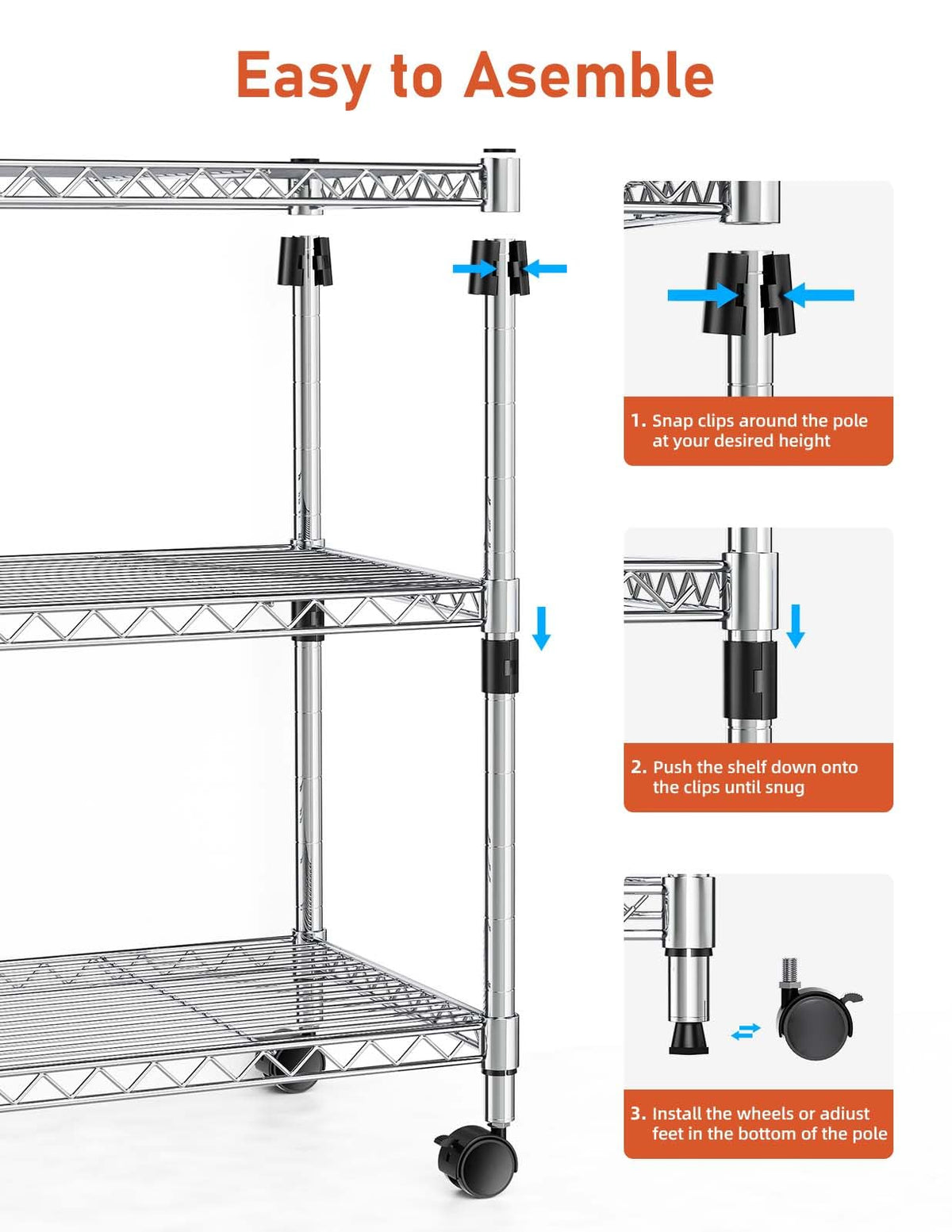 3 Tier Chrome Shelving Unit K710
