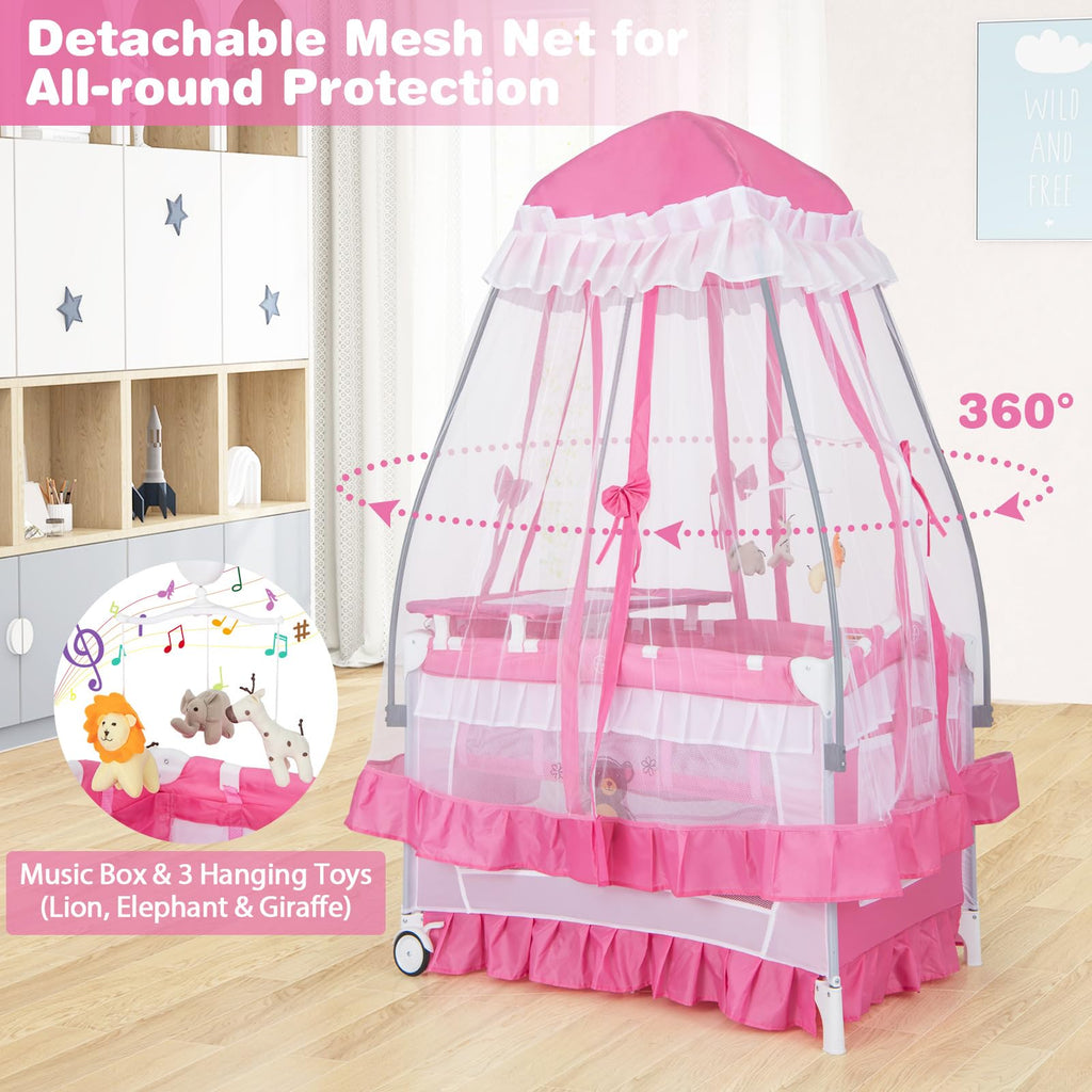 4-in-1 Baby Playard with Bassinet, Changing Table and Carry Bag B50671