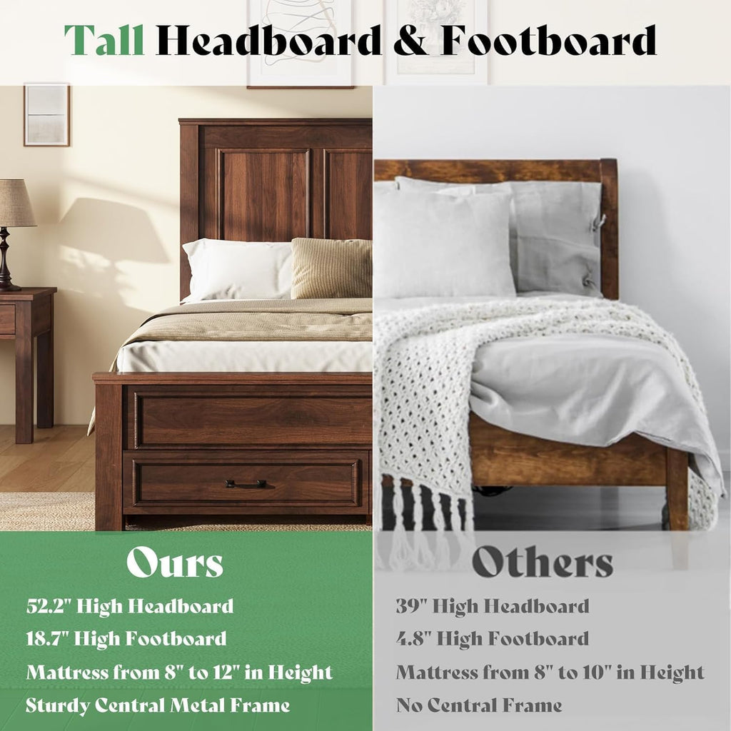 52.2" Full Size Farmhouse Bed Frame with Headboard Y769