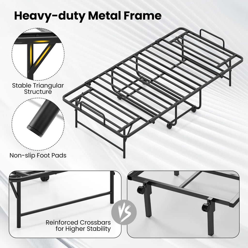 Twin Folding Bed with Memory Foam Mattress J10142