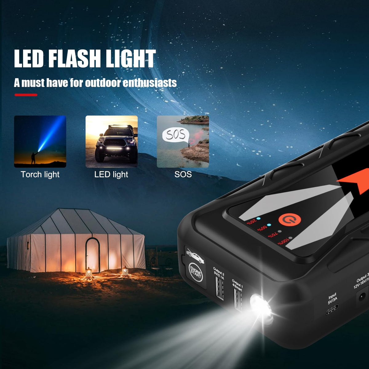 12V Car Jump Starter, 16800mAh K83674