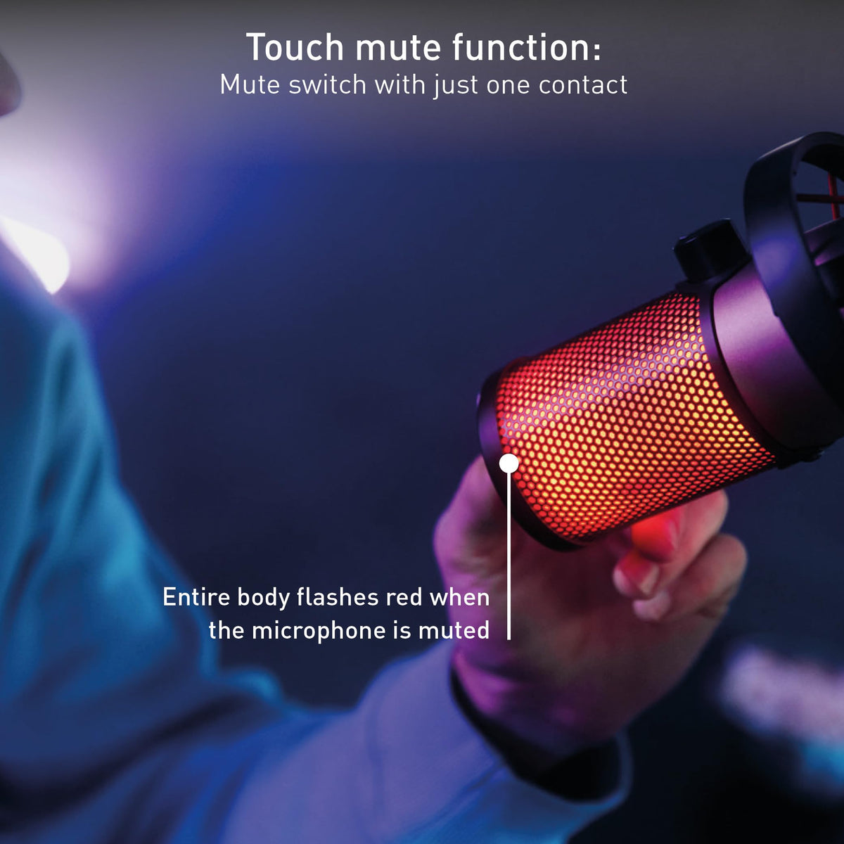 USB Microphone with RGB Lighting, 4 Polar Patterns, Black/Copper Z318298