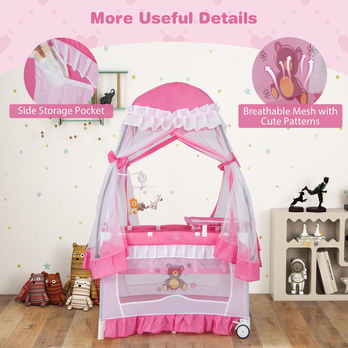 4-in-1 Baby Playard with Bassinet, Changing Table and Carry Bag B50671