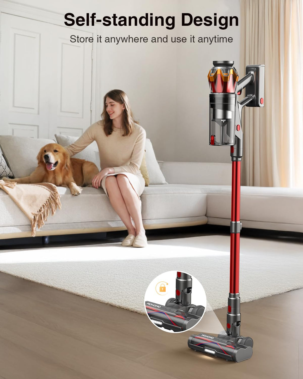 Cordless Stick Vacuum Cleaner 650W 55KPa Red B25377