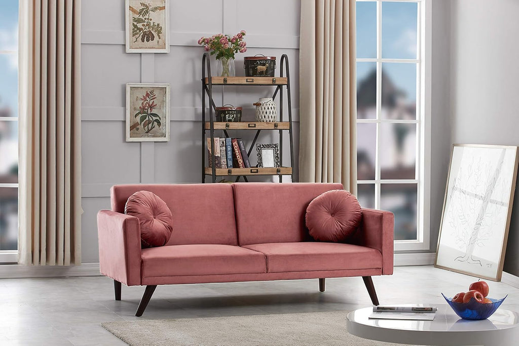 72 Inch Velvet Convertible Futon Sofa Bed with Reclining Backrest W4930