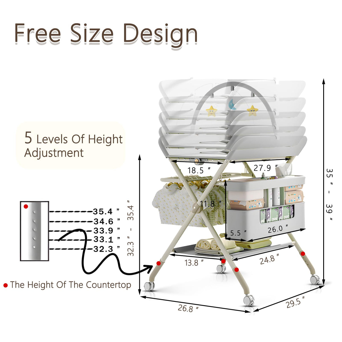Portable Baby Changing Table with Wheels I14602