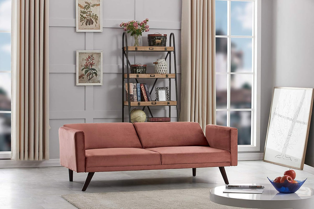 72 Inch Velvet Convertible Futon Sofa Bed with Reclining Backrest W4930