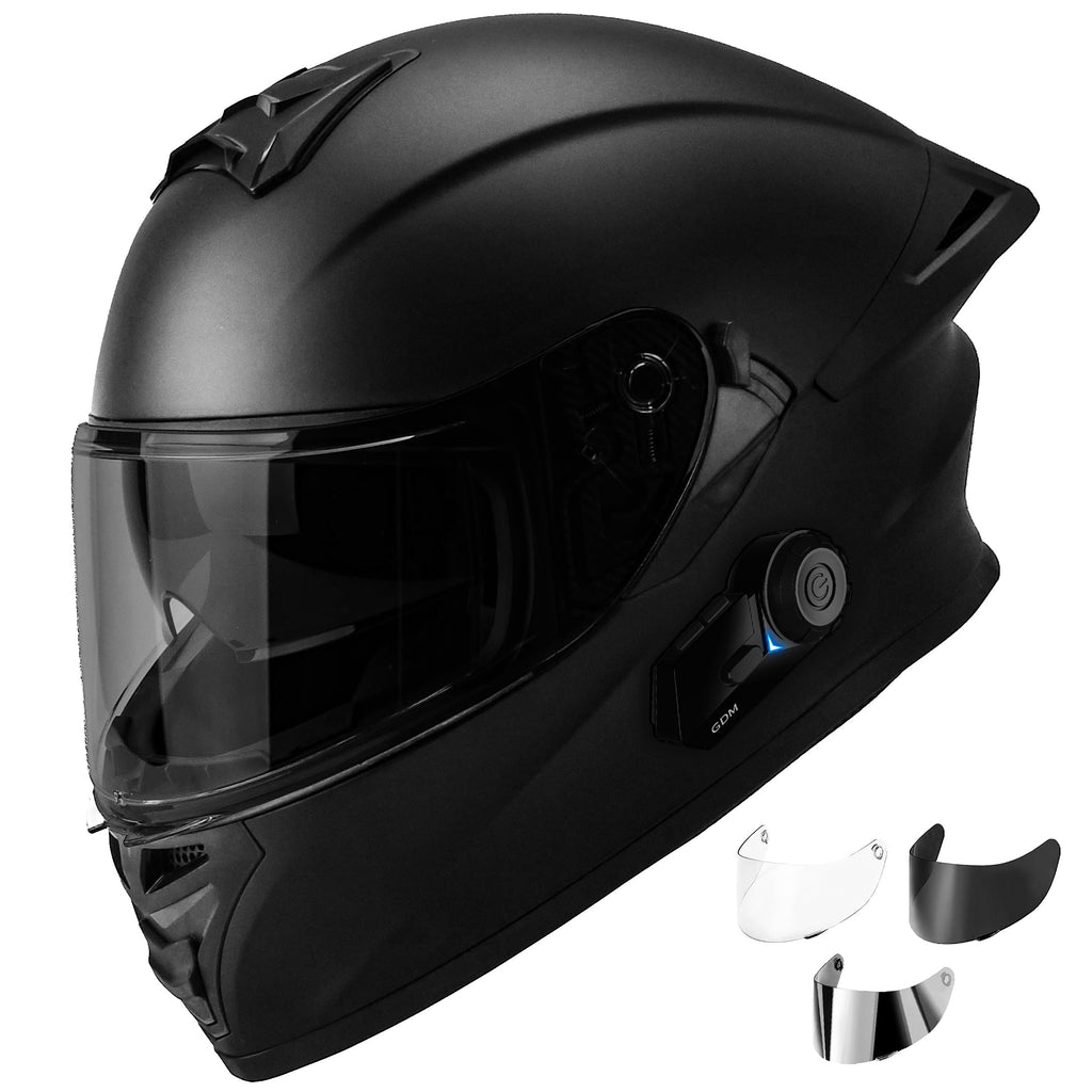 Bluetooth Full Face Motorcycle Helmet with 3 Visors T3167