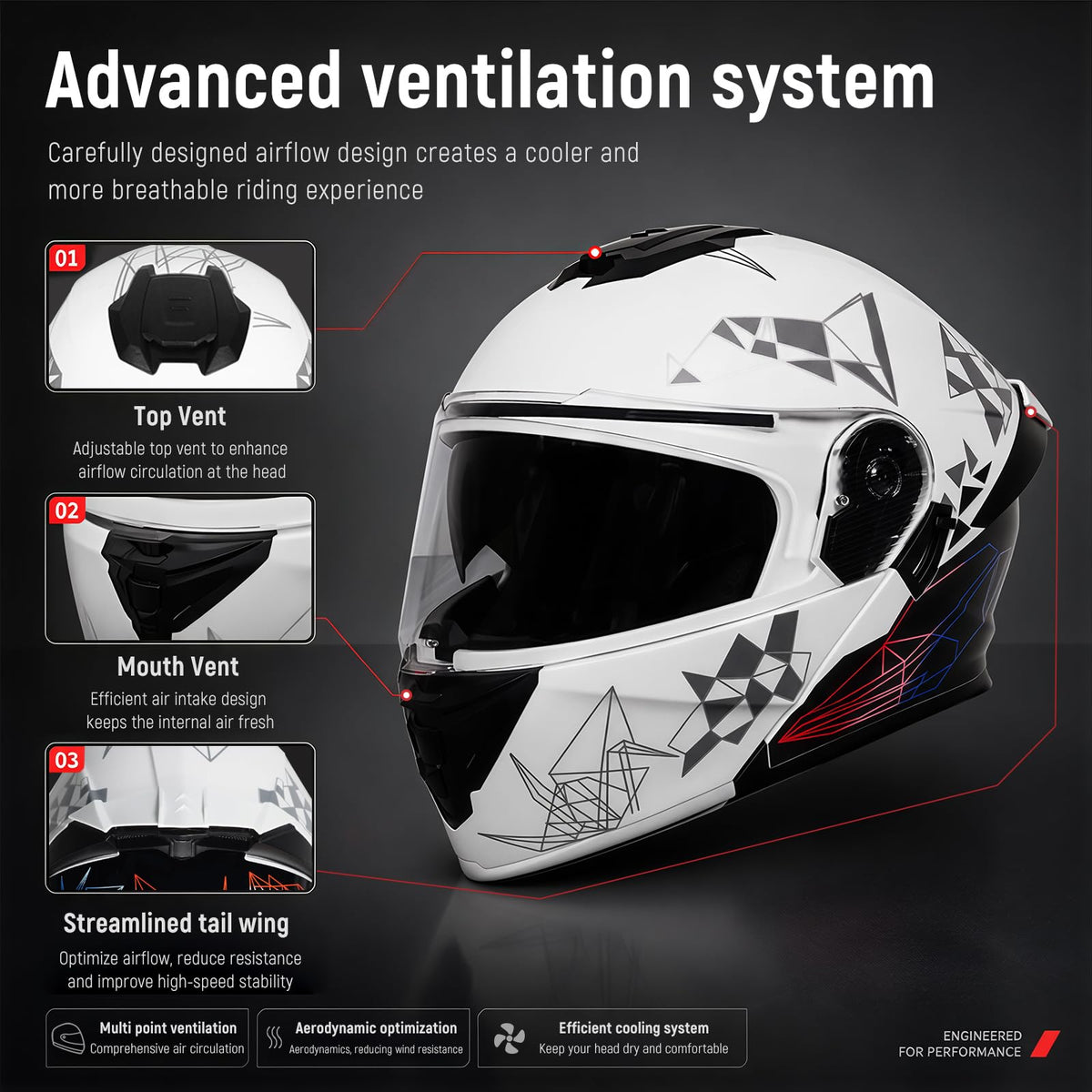 DOT Approved Flip Up Full Face Dual Visor Motorcycle Helmet C21325