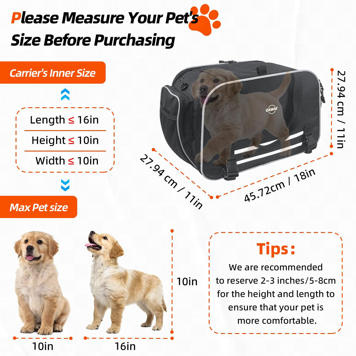 Motorcycle Dog Carrier Expandable for Small Cats Dog Pet Under 17 lbs T2336