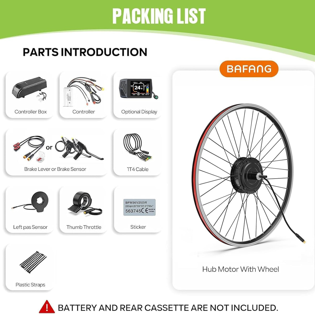 48V 500W 750W Ebike Conversion Kit T34410