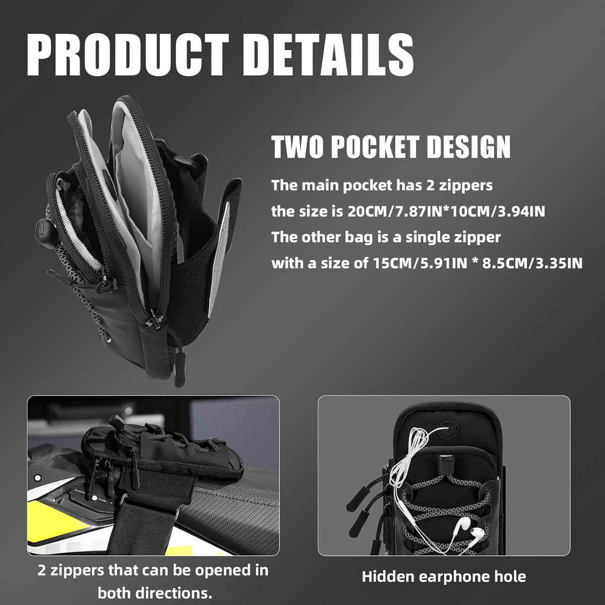 Black Motorcycle Front Frame Bag E59262