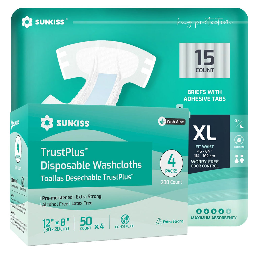 Adult Diapers XLarge 15 Count & Wet Wipes 200 Count P519051