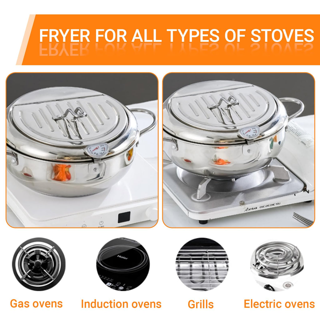4.2L Stainless Steel Deep Fryer Pot with Thermometer Z5231