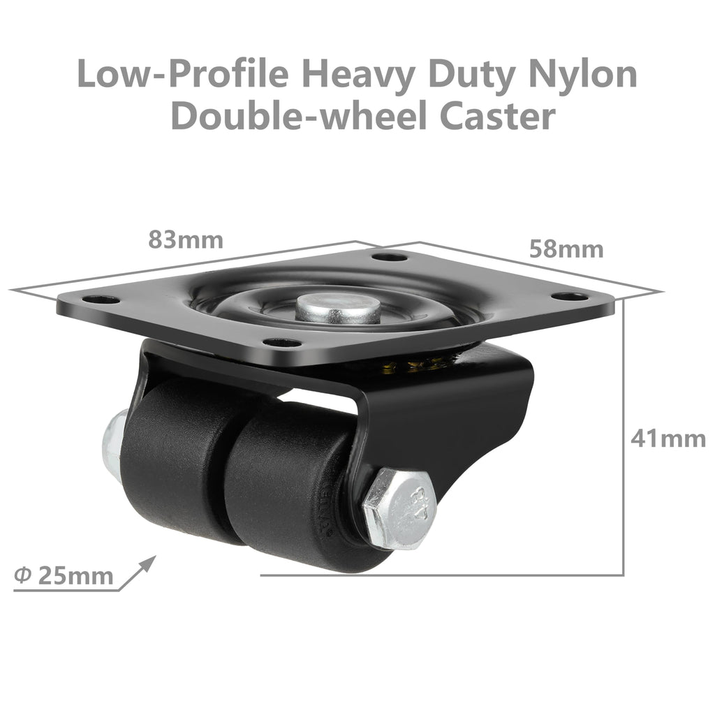 1 Inch Set of 4 Heavy Duty Swivel Caster Wheels Black W71336