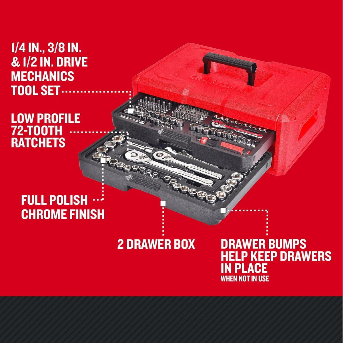 256-Piece Mechanics Hand Tool and Socket Set with 2-Drawer Tool Box R951
