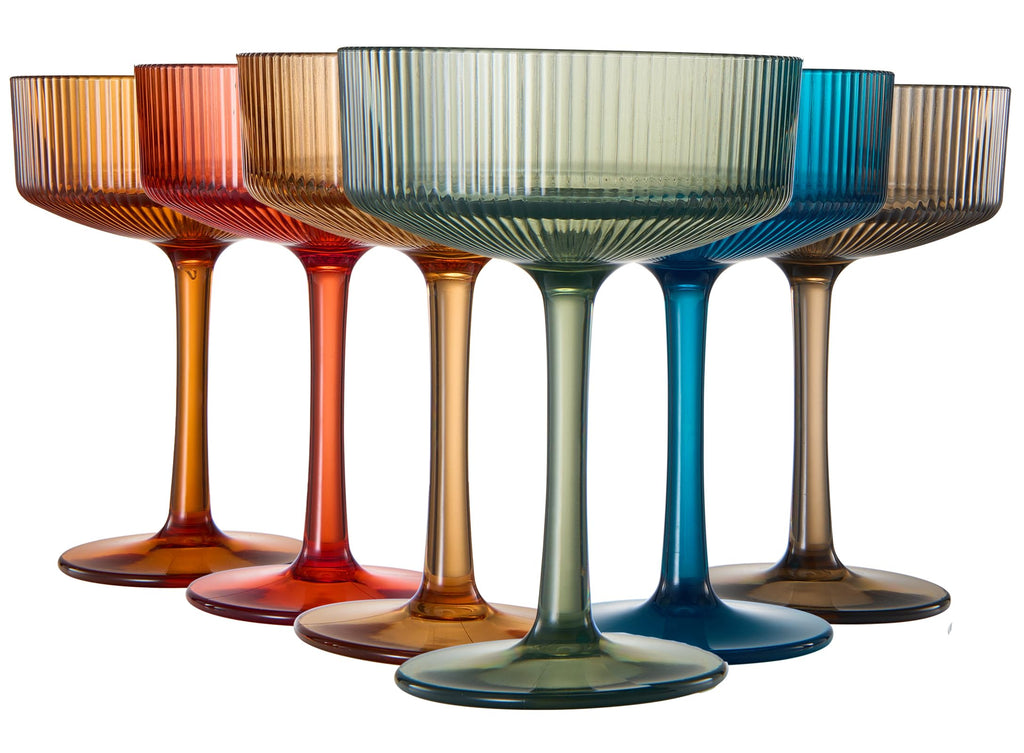 Ribbed Acrylic Martini Glasses Set of 6 I172