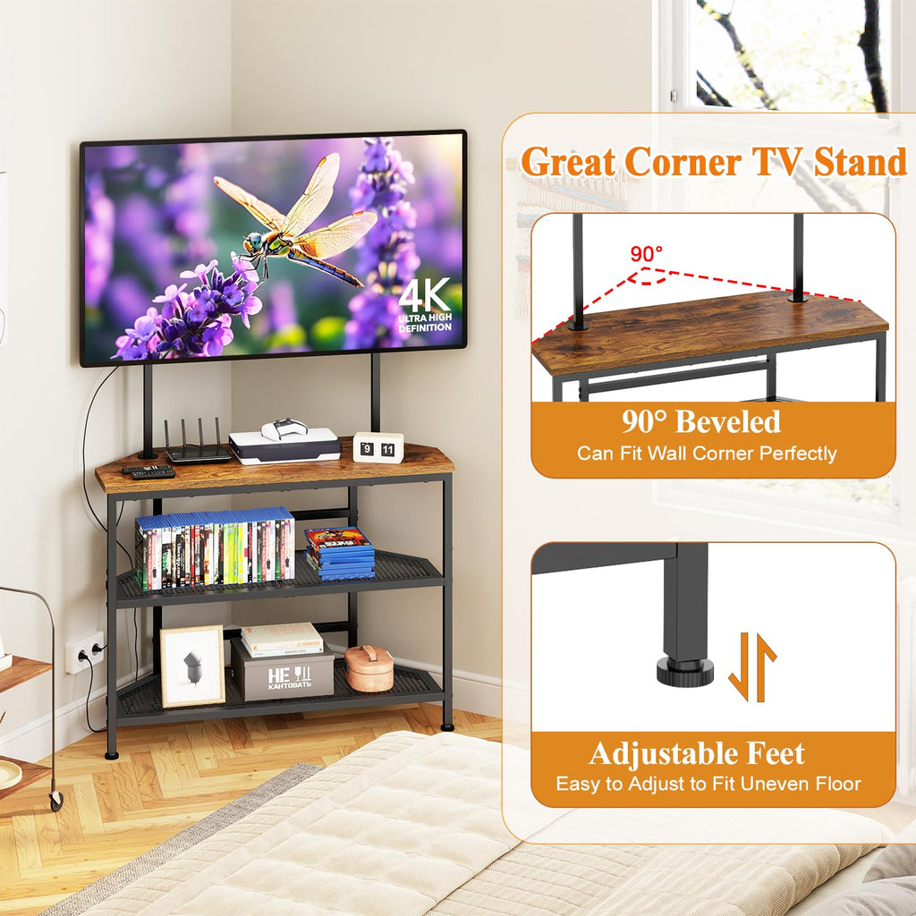 23" to 60" Corner TV Stand with Mount and Storage Shelves Y2587