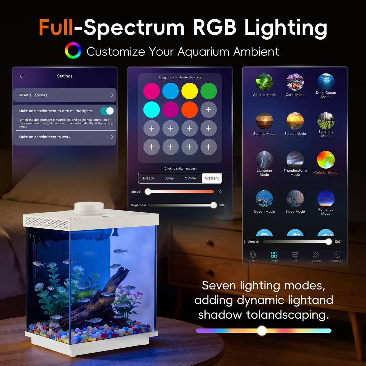 3 Gallon Glass Fish Tank Aquarium Kit with APP Control I520378