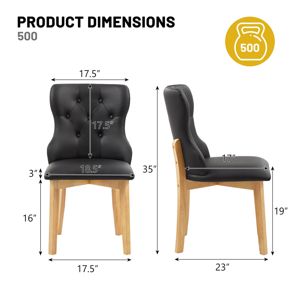 Black Upholstered Dining Chairs Set of 4 PU Leather Z61098