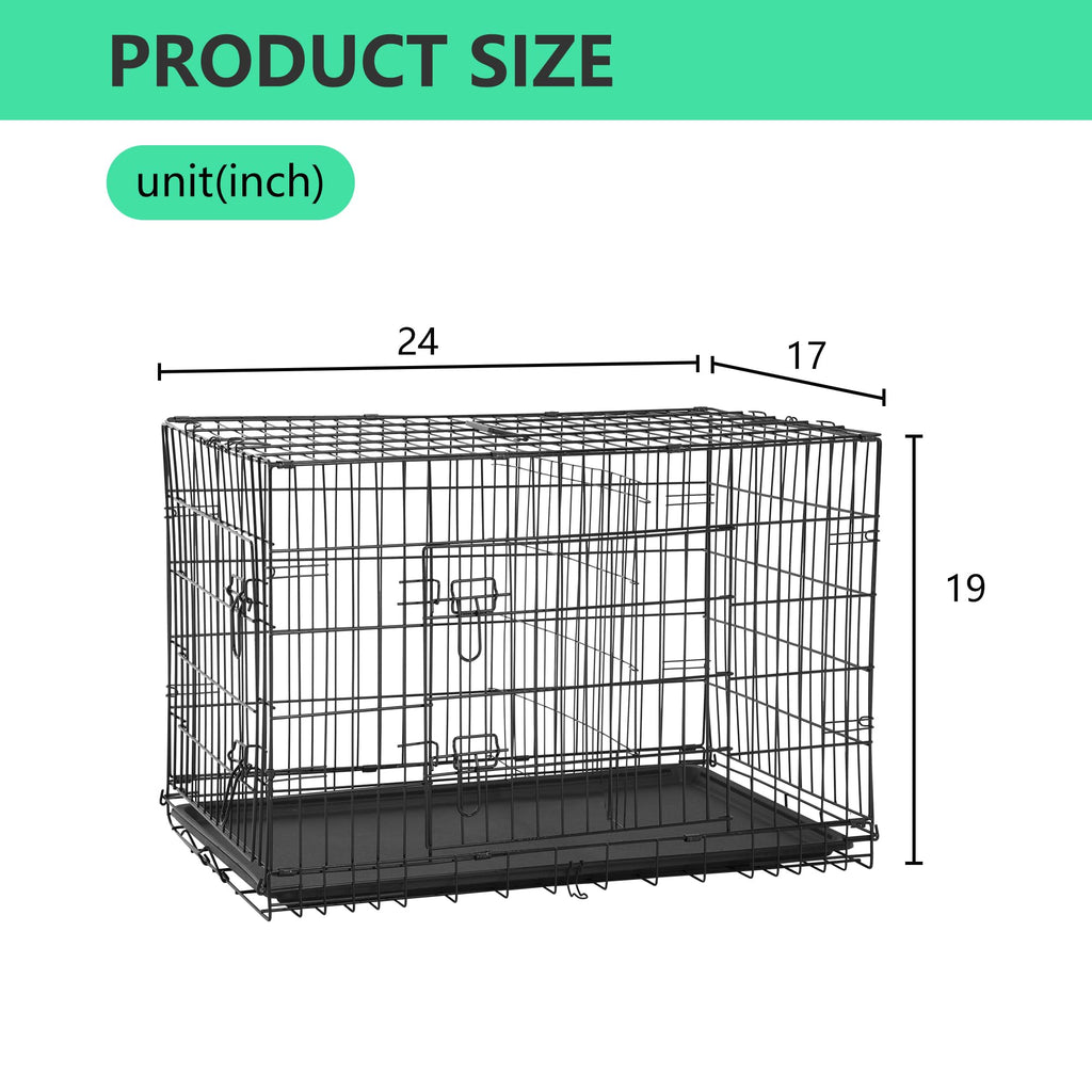 24 inch Folding Metal Wire Dog Crate with Double Door W616325