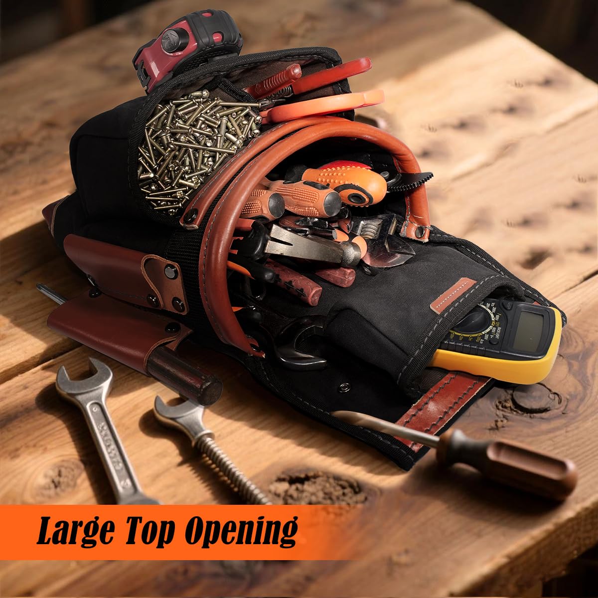 Top-Grain Leather Tool Belt With Suspenders H6213