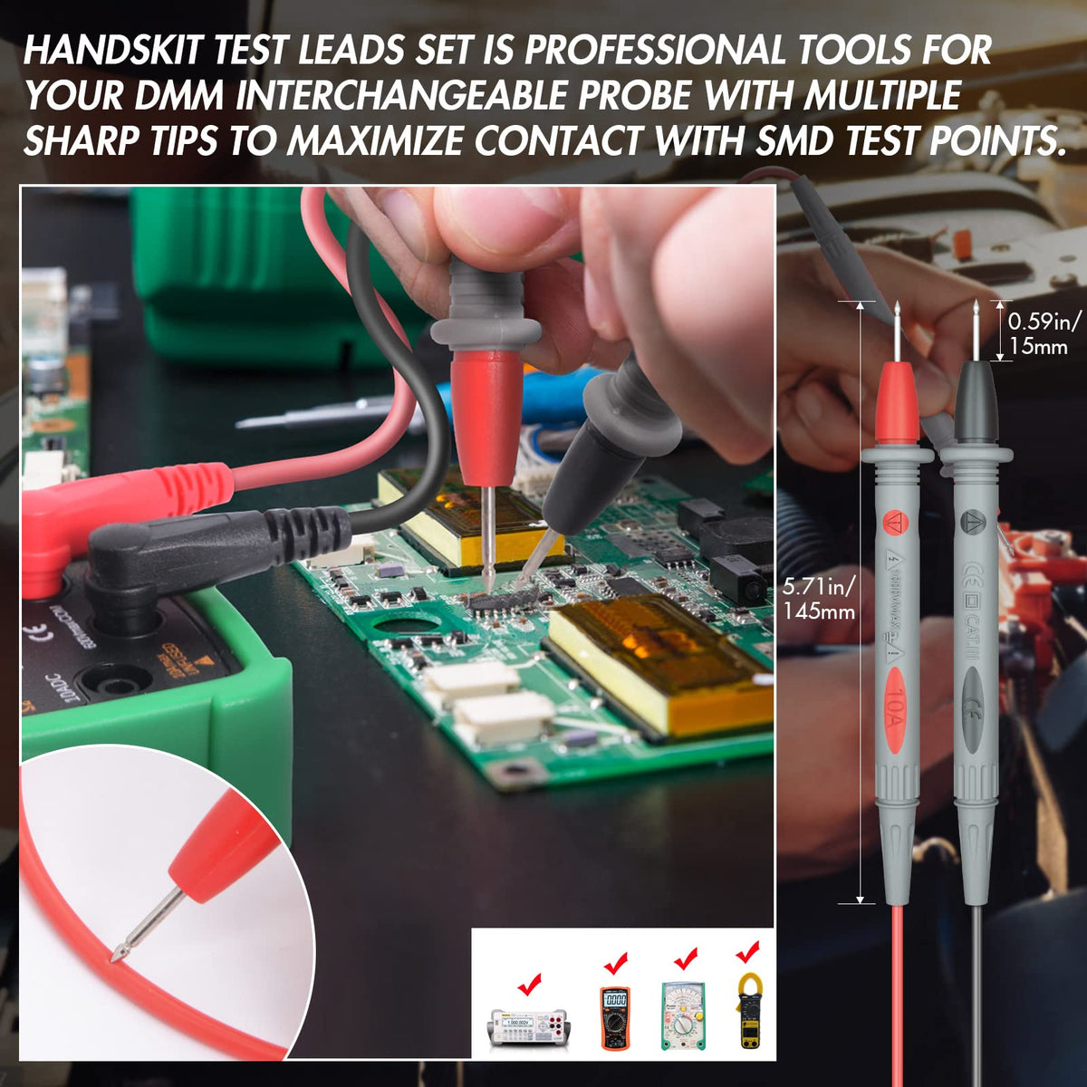 Multimeter Test Leads Set with Alligator Clips J770