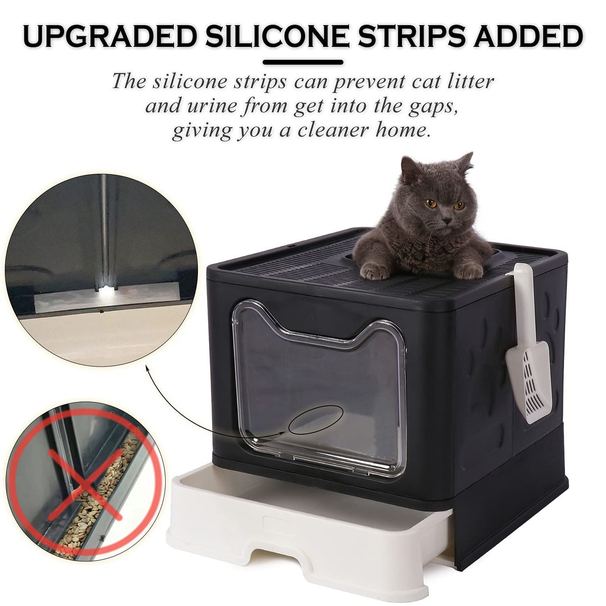 Foldable Large Cat Litter Box with Lid E972